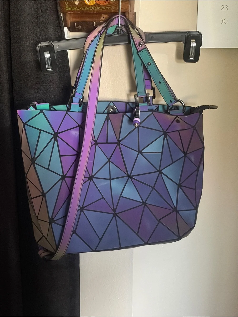 Source Unknown Iridescent Geometric Tote - Purple & Teal